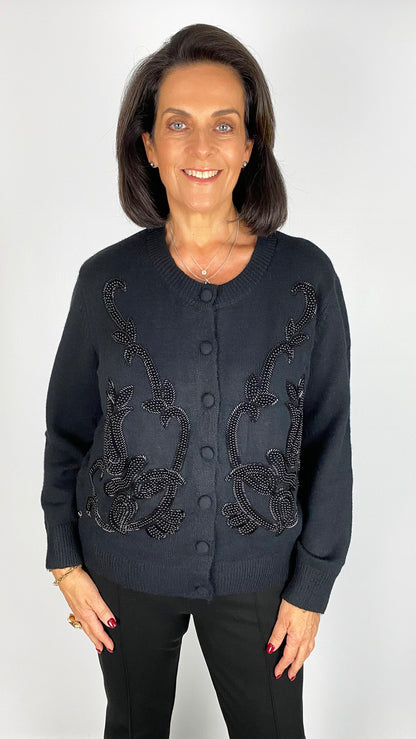 Pearl & beaded round neck cardigan | 2 Colours | by Malissa J