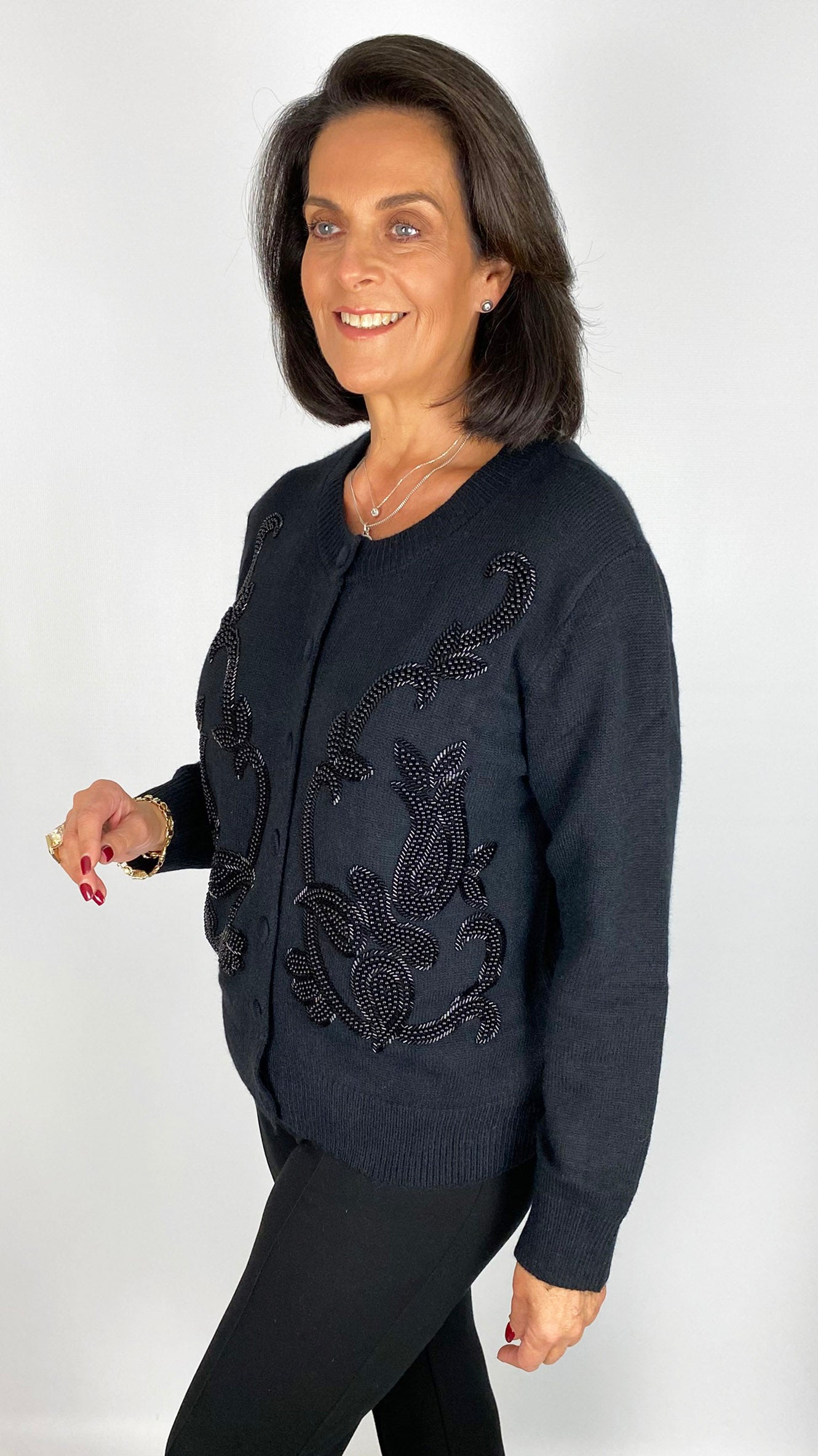 Pearl & beaded round neck cardigan | 2 Colours | by Malissa J