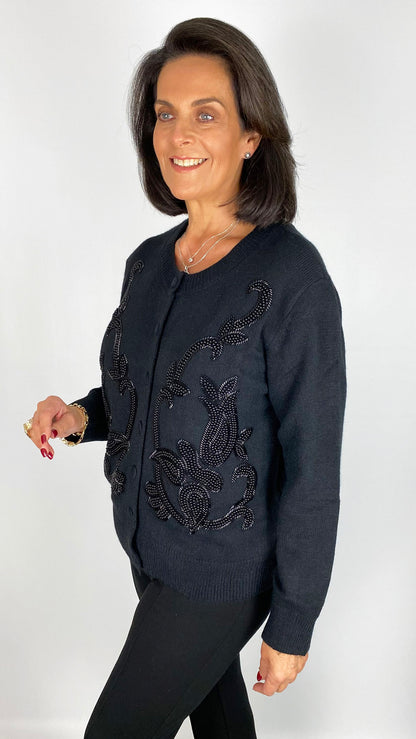 Pearl & beaded round neck cardigan | 2 Colours | by Malissa J