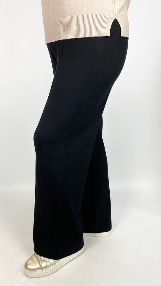 Centre-seam knitted pull-on trouser | Black | by Malissa J
