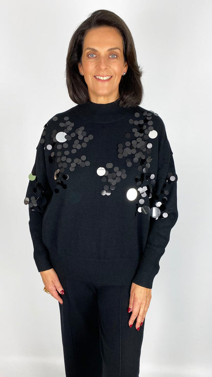 Sequin disc high-neck jumper | 2 Colours | by Malissa J