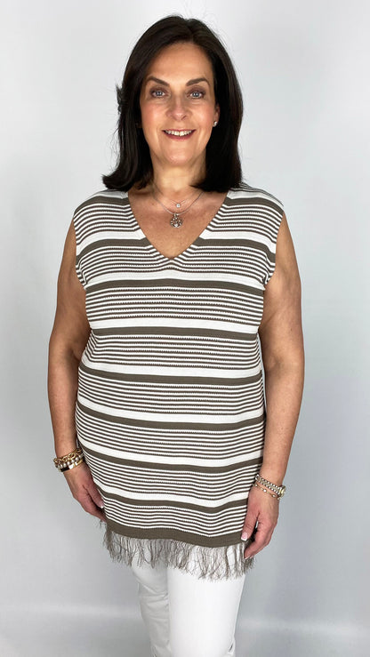 Sleeveless Stripe Knit Top | 2 Colours | by Malissa J