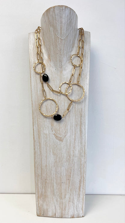 Sally short necklace | Silver/Taupe