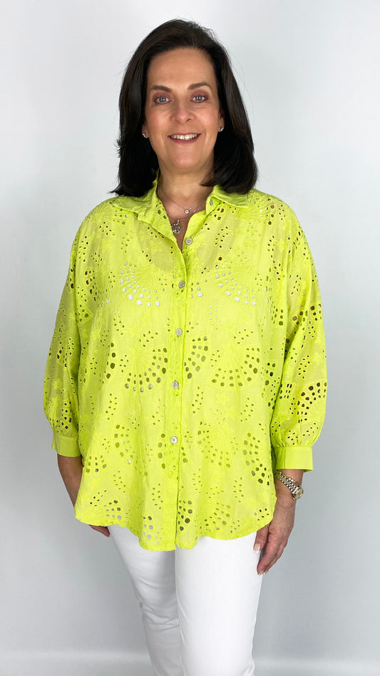 Embroidery anglaise cotton shirt (3 Colours)