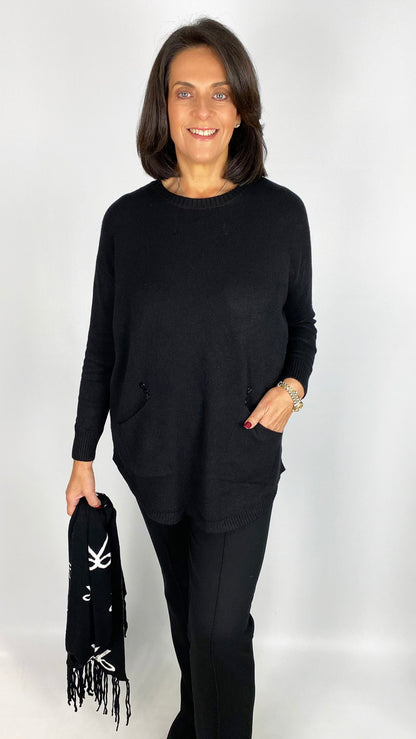 Button pocket jumper w/ coordinating scarf | 6 Colours