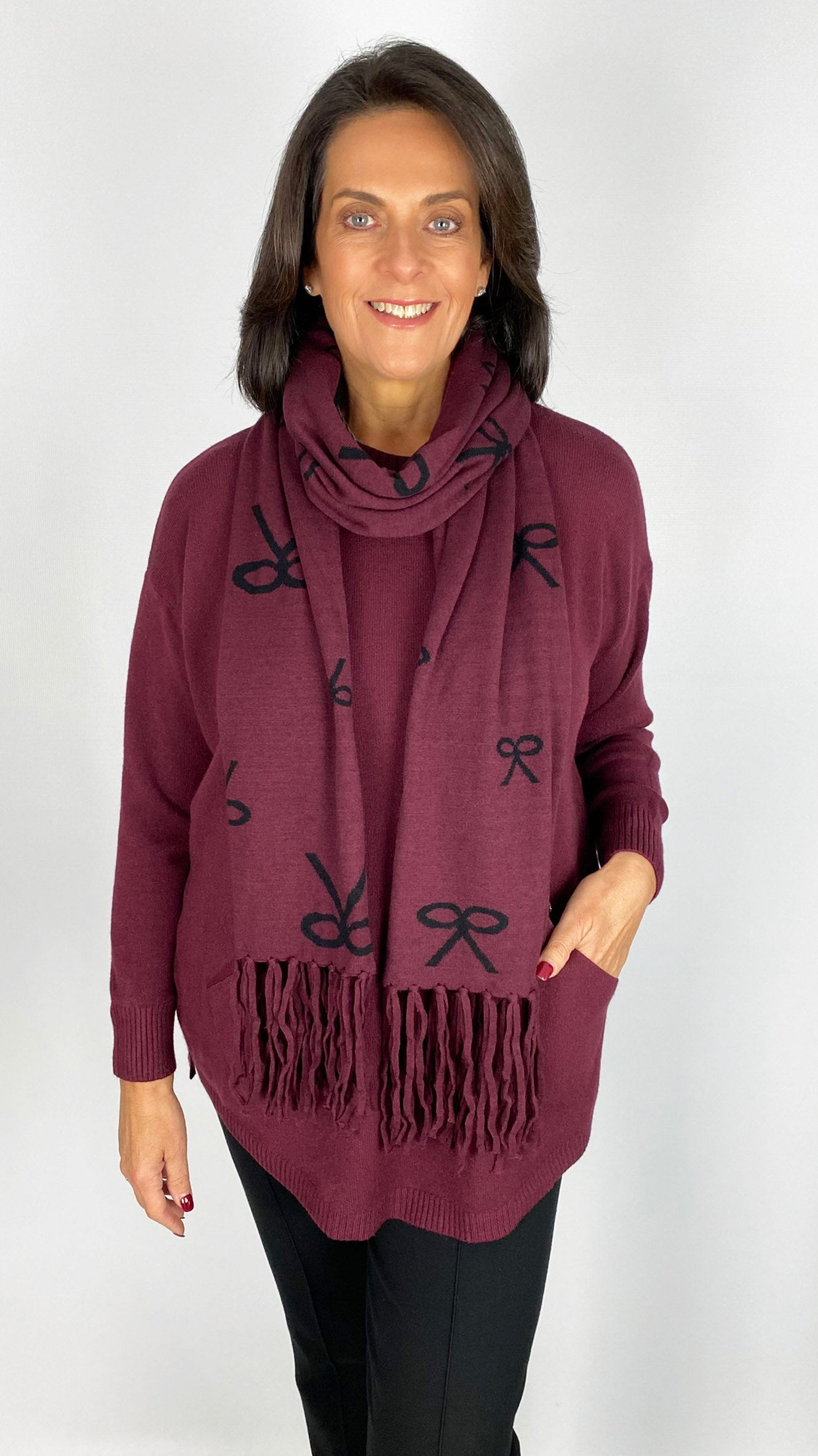 Button pocket jumper w/ coordinating scarf | 6 Colours