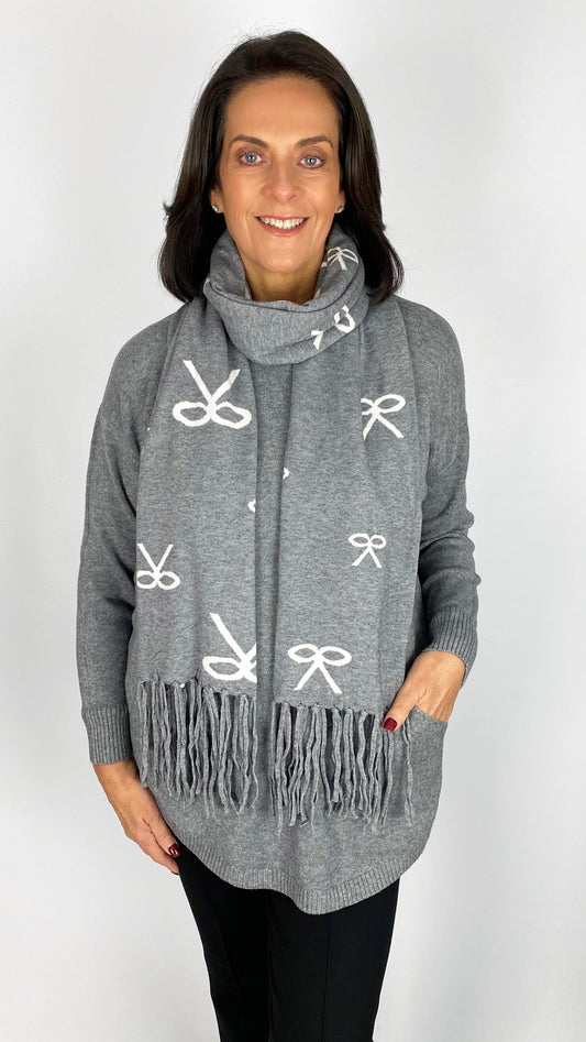 Button pocket jumper w/ coordinating scarf | 6 Colours