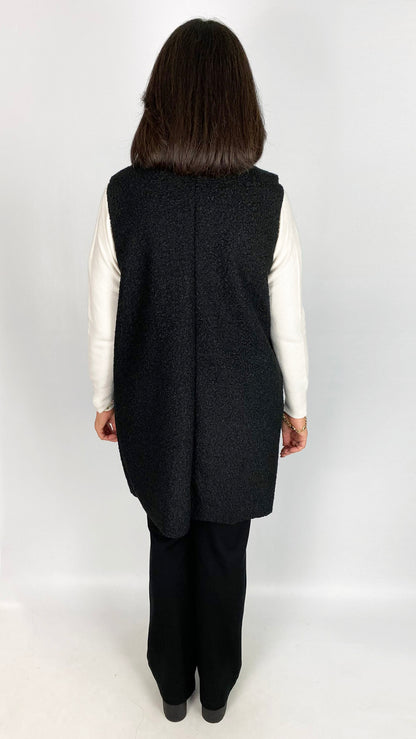 Boucle faux pocket midi gilet | Black