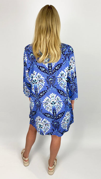 Pleated print tunic by Lara Ethnics | Cornflower Floral | last 1