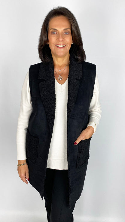 Faux shearling patch pocket gilet | 3 Colours