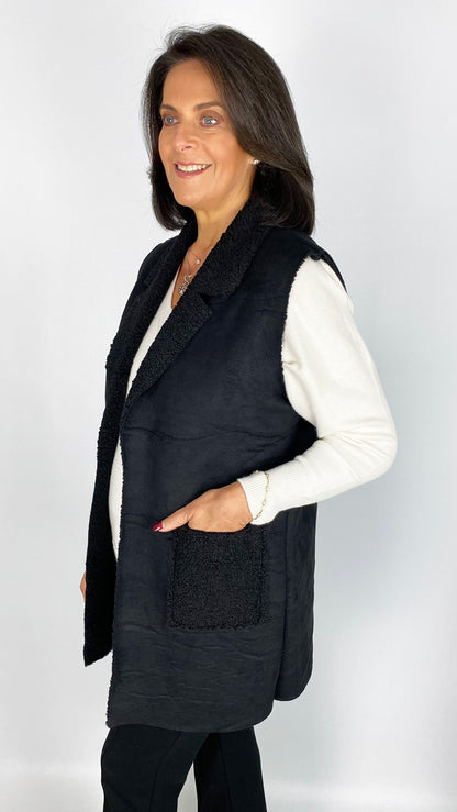 Faux shearling patch pocket gilet | 3 Colours
