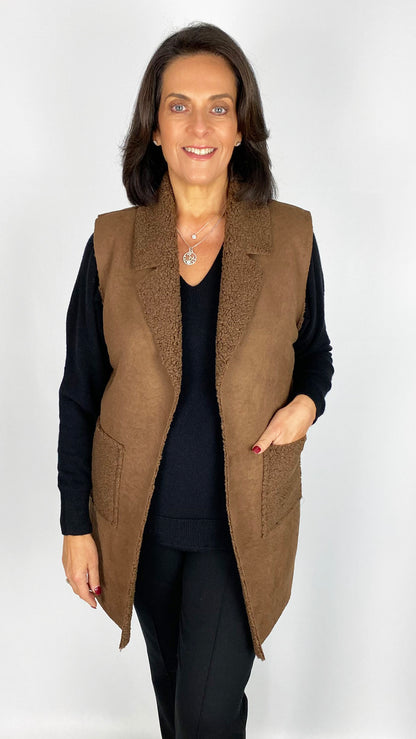 Faux shearling patch pocket gilet | 3 Colours