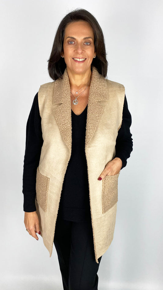 Faux shearling patch pocket gilet | 3 Colours