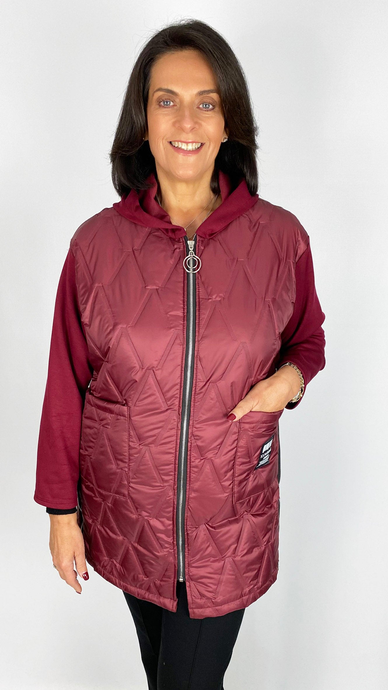 Quilted & jersey size adjustable hooded jacket | 4 Colours