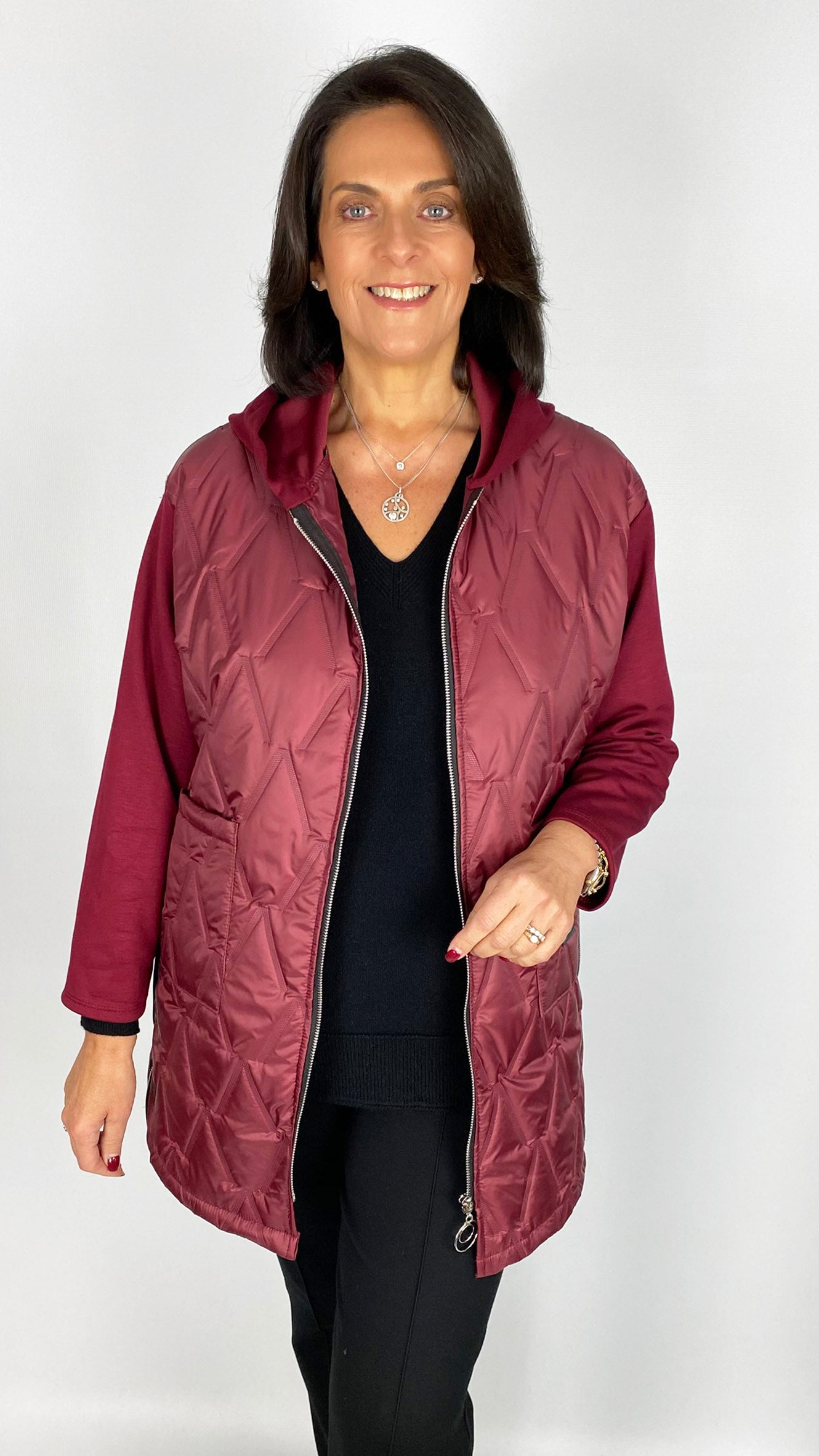 Quilted & jersey size adjustable hooded jacket | 4 Colours