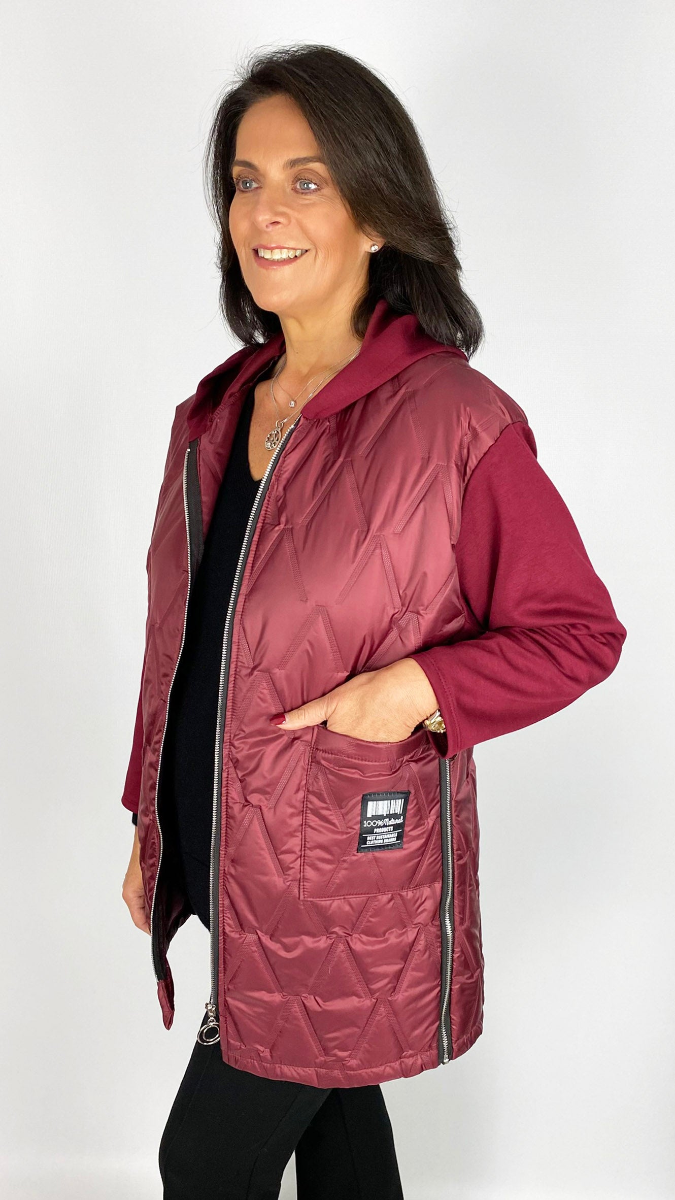Quilted & jersey size adjustable hooded jacket | 4 Colours