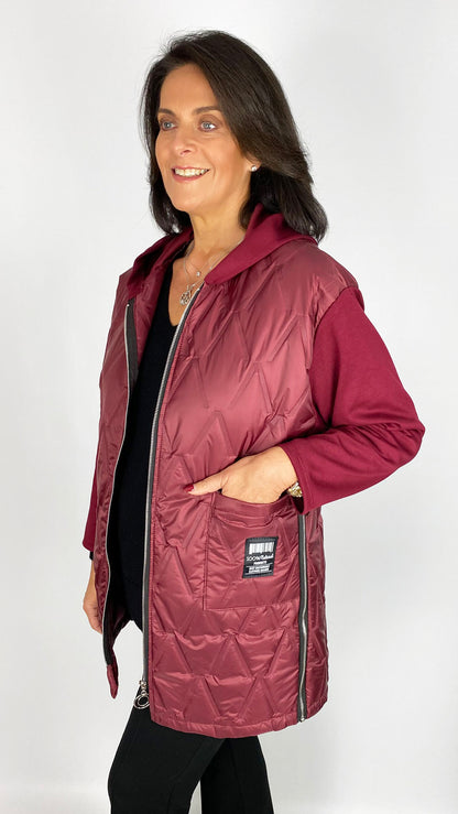Quilted & jersey size adjustable hooded jacket | 4 Colours