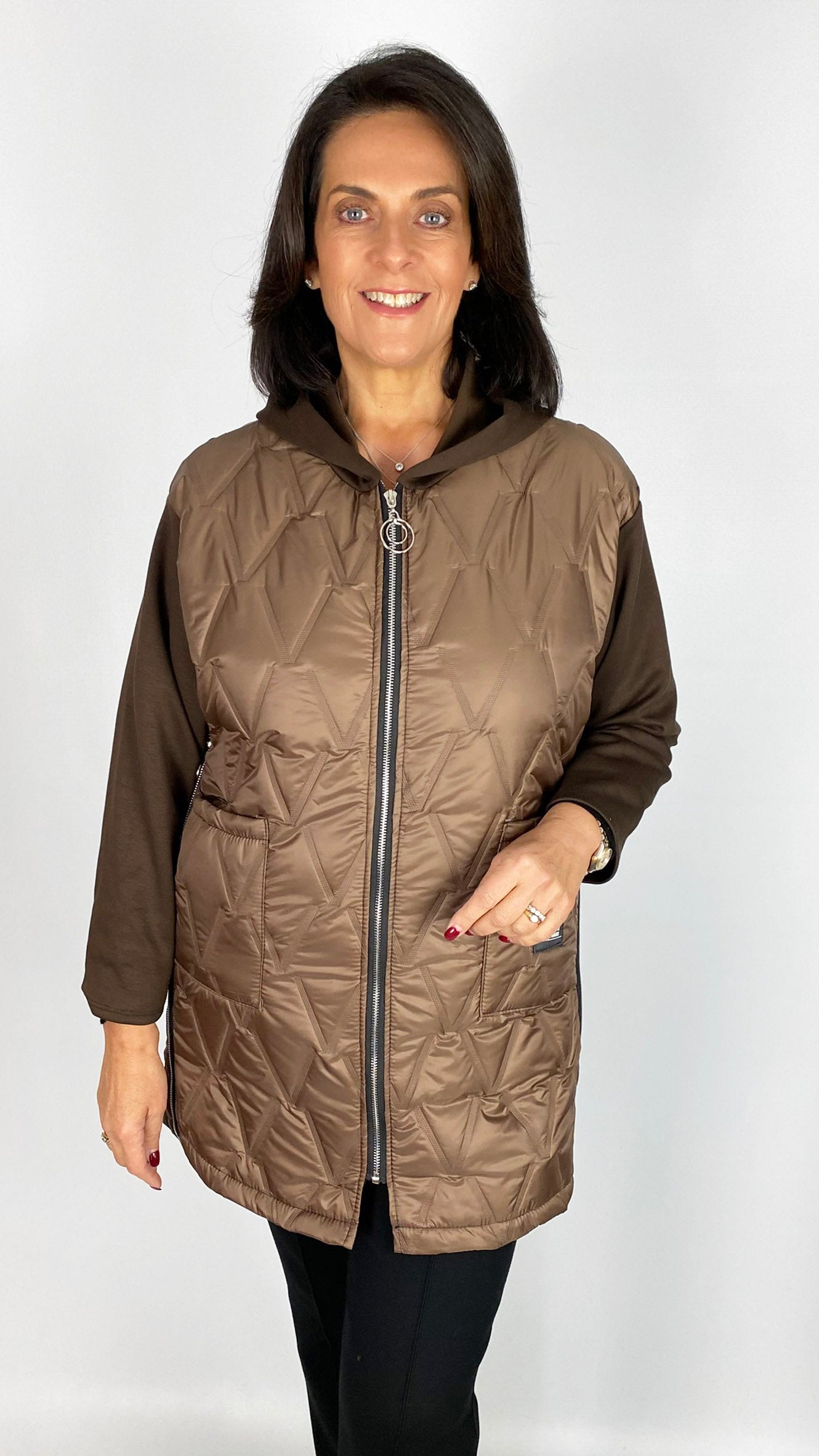 Quilted & jersey size adjustable hooded jacket | 4 Colours