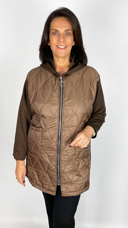 Quilted & jersey size adjustable hooded jacket | 4 Colours
