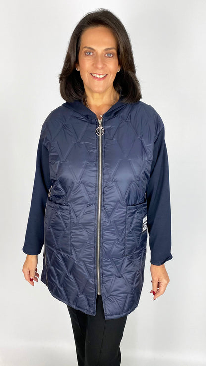 Quilted & jersey size adjustable hooded jacket | 4 Colours
