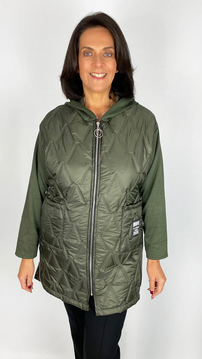 Quilted & jersey size adjustable hooded jacket | 4 Colours