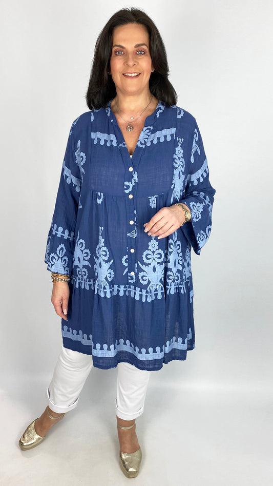 Print cotton tiered tunic (3 Colours)