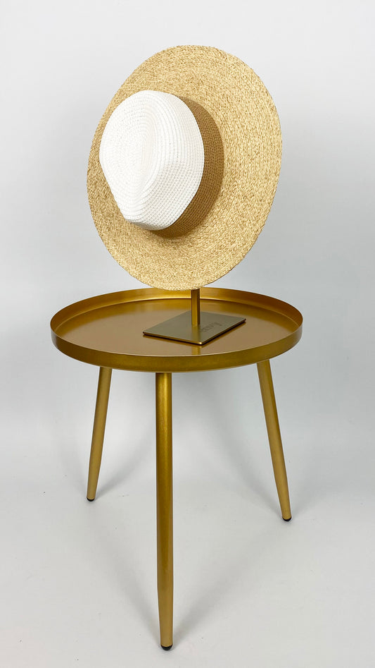 2-tone straw sun hat | Natural/White | by Malissa J