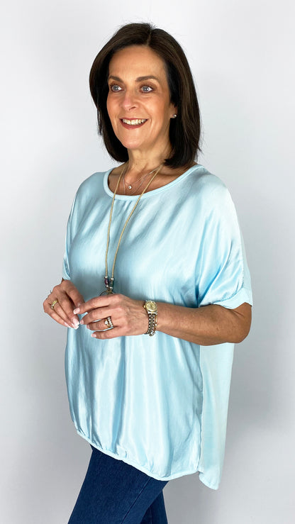 Oversized satin front hi-low top | 7 Colours