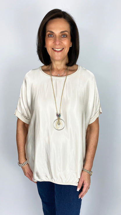 Oversized satin front hi-low top | 7 Colours