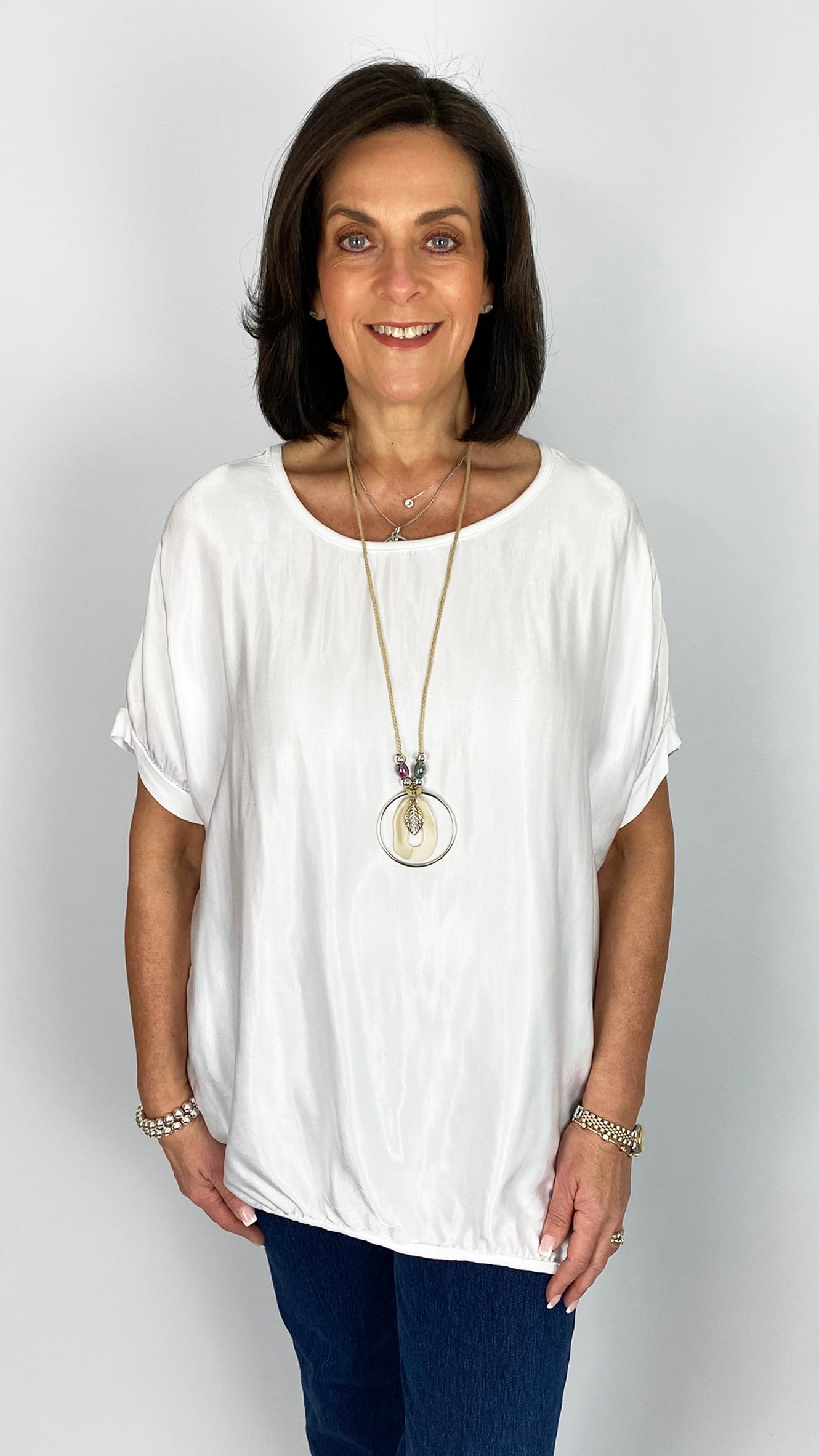 Oversized satin front hi-low top | 7 Colours