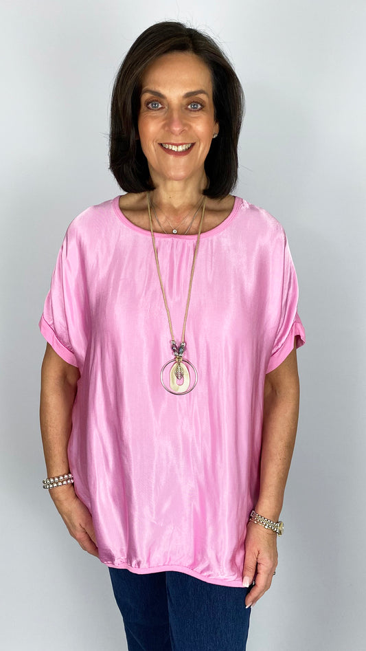 Oversized satin front hi-low top | 7 Colours