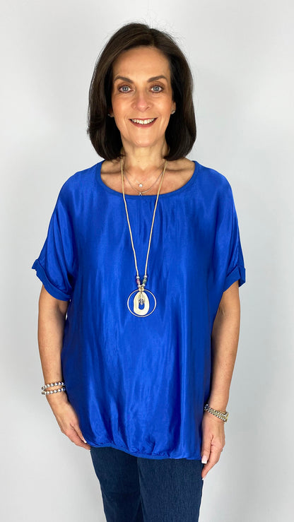 Oversized satin front hi-low top | 7 Colours