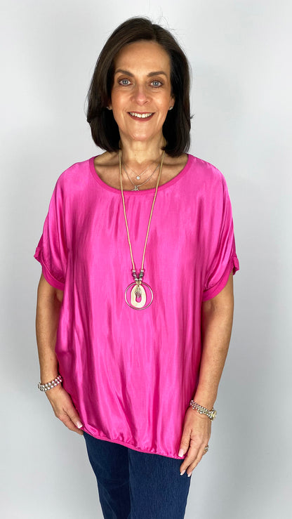 Oversized satin front hi-low top | 7 Colours