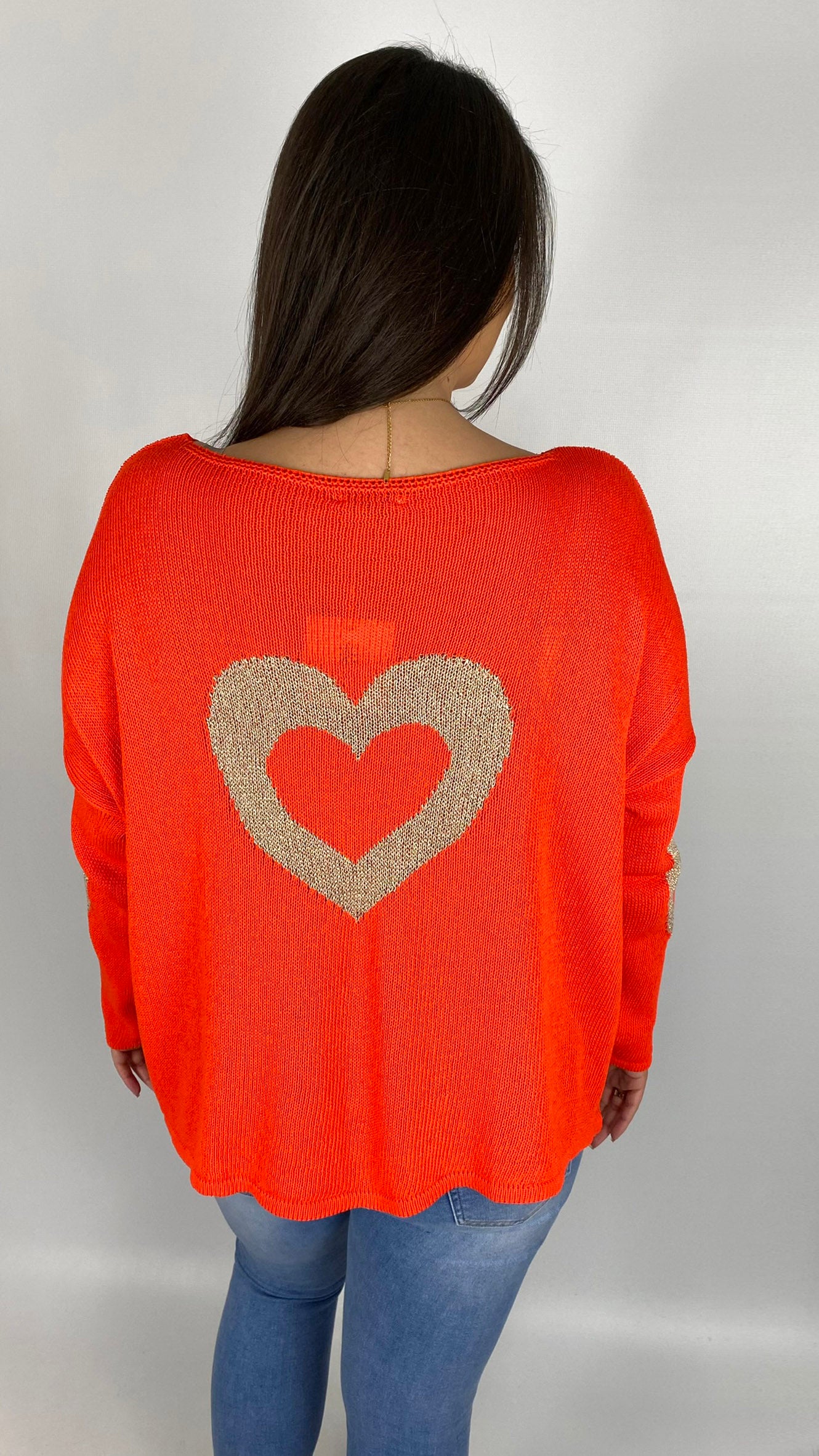 Gold hearts on sleeve & back hi-low jumper | 4 Colours | last 1s