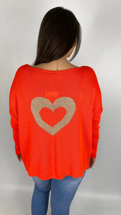 Gold hearts on sleeve & back hi-low jumper | 4 Colours | last 1s