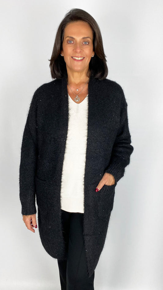 Fuzzy knit subtle sparkle cardigan | 2 Colours