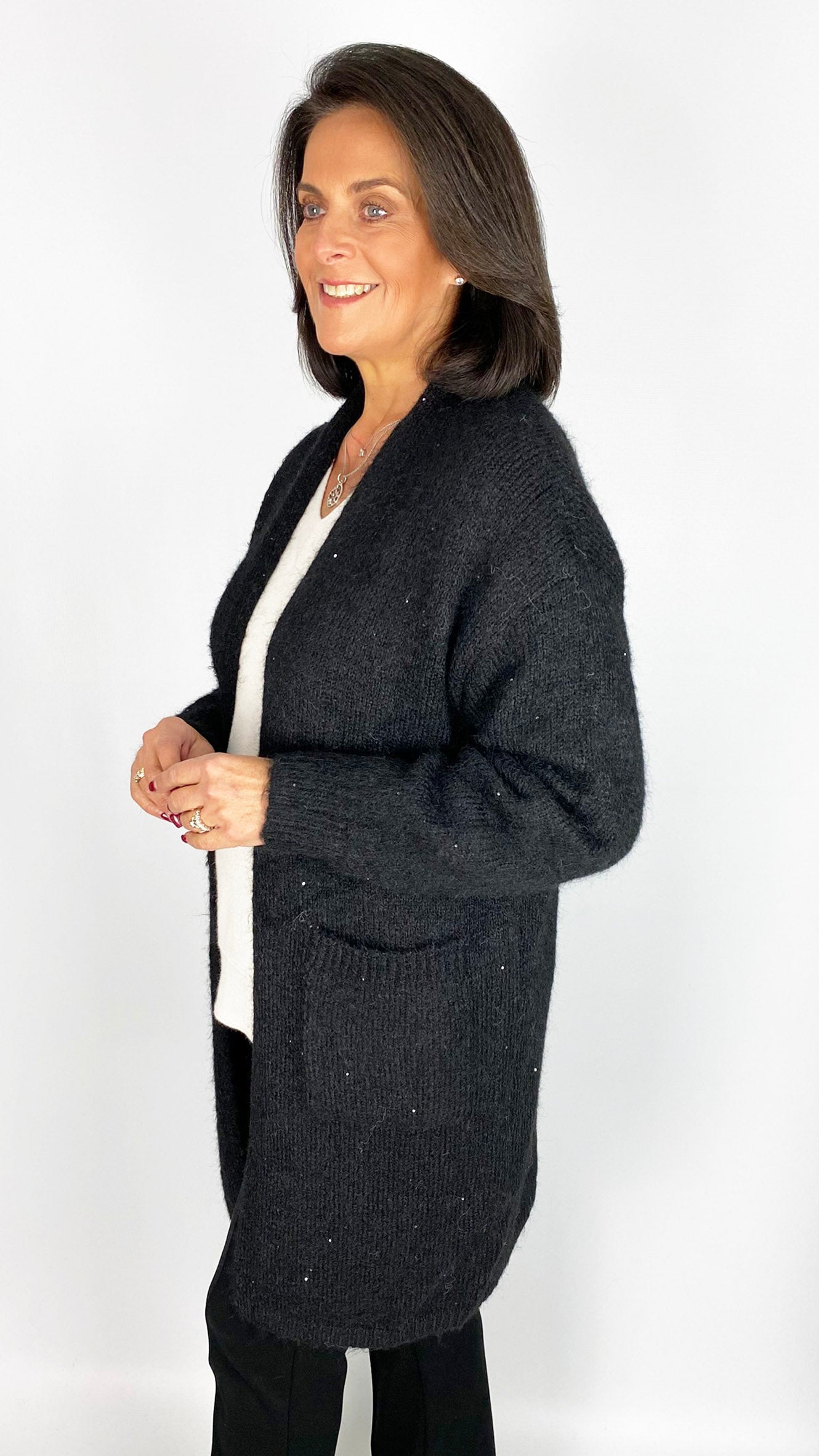 Fuzzy knit subtle sparkle cardigan | 2 Colours
