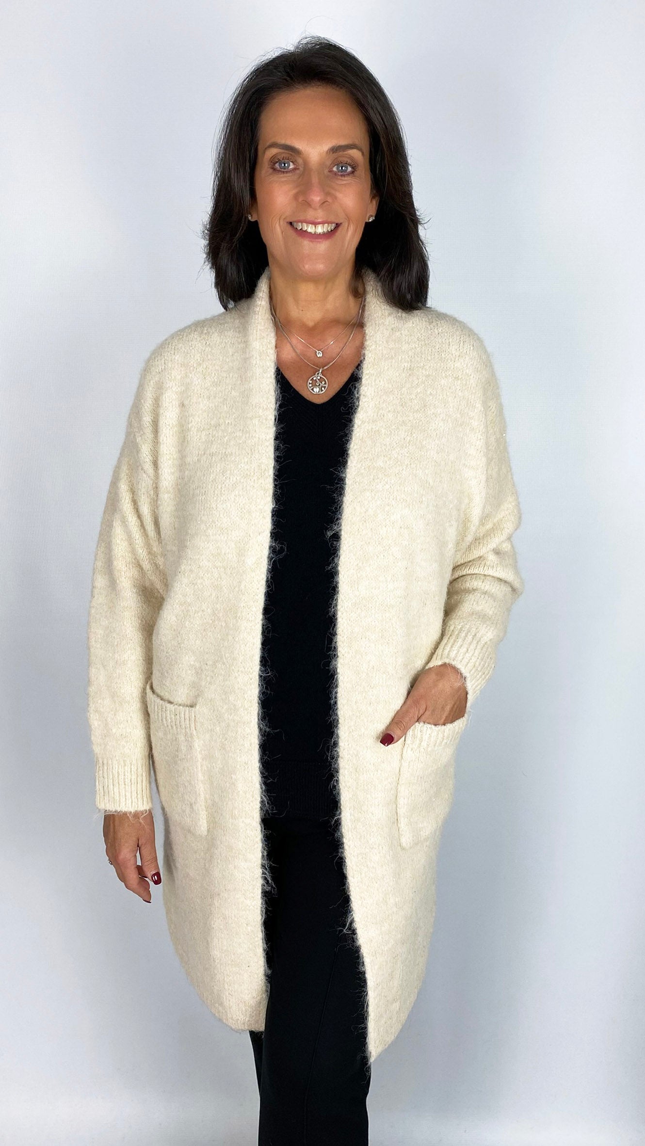 Fuzzy knit subtle sparkle cardigan | 2 Colours