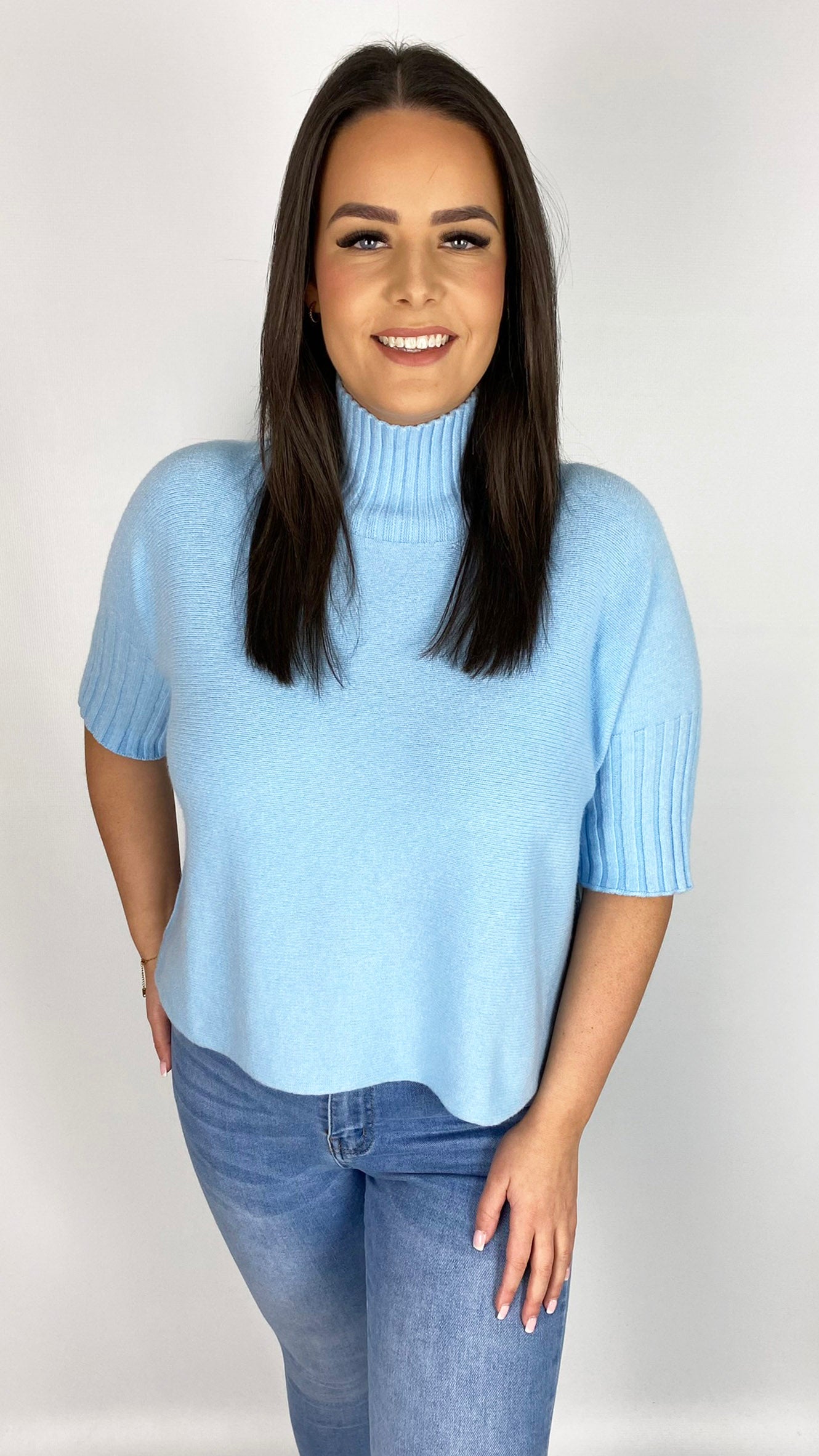 3/4 sleeve ribbed turtle neck jumper | 6 Colours