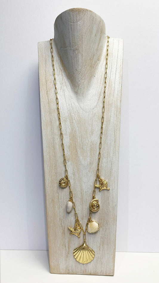 Shell long necklace | Gold