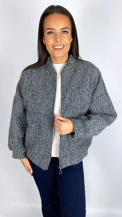 Zip-up fuzzy knit jacket | 5 Colours