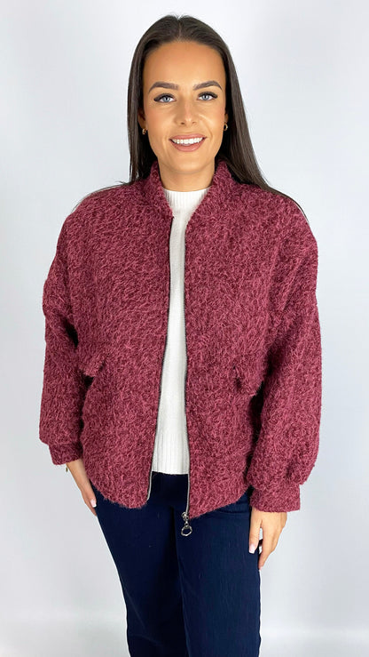 Zip-up fuzzy knit jacket | 5 Colours