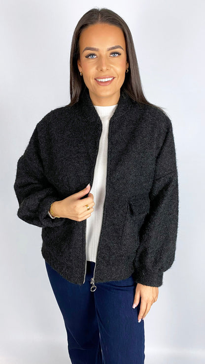 Zip-up fuzzy knit jacket | 5 Colours