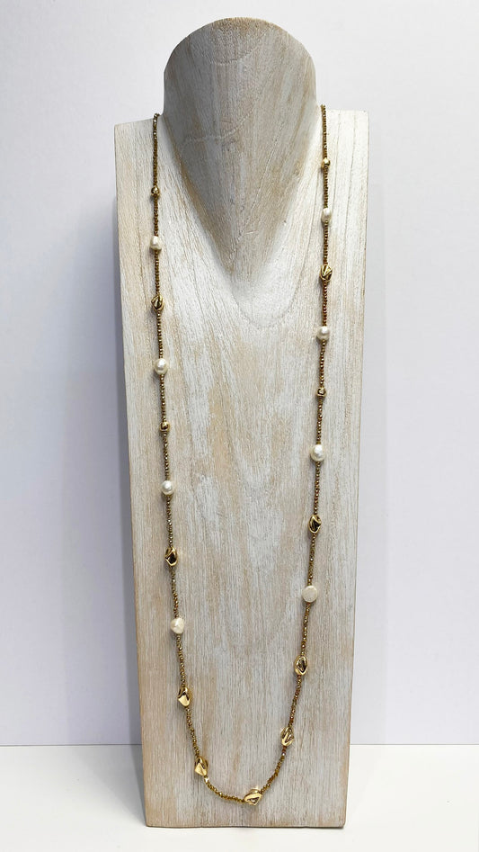 Sophie long necklace | Gold/Pearl