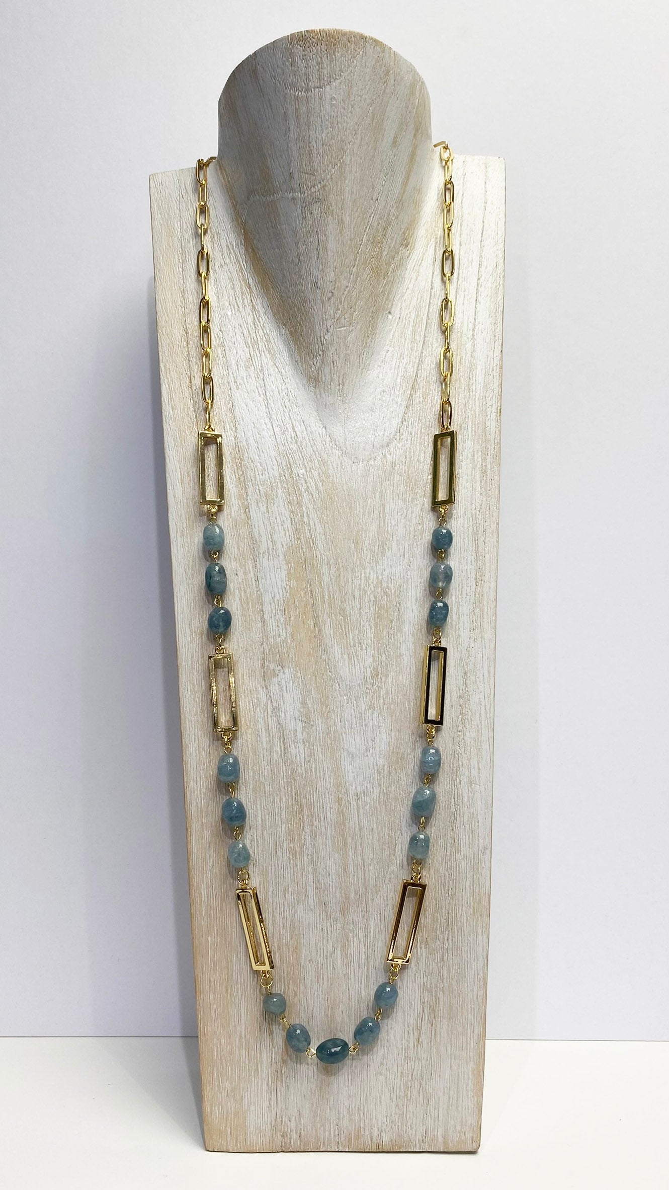 Annie long necklace | Blue/Gold