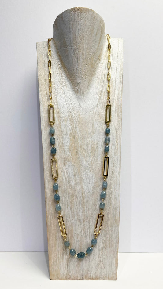 Annie long necklace | Blue/Gold