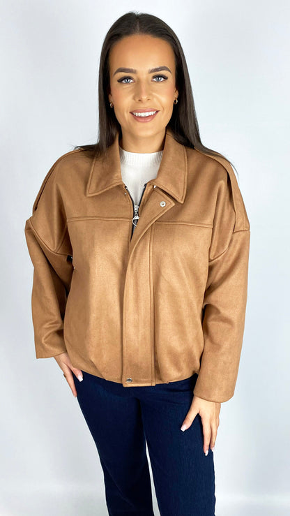Suedette zip-up bomber jacket | 3 Colours