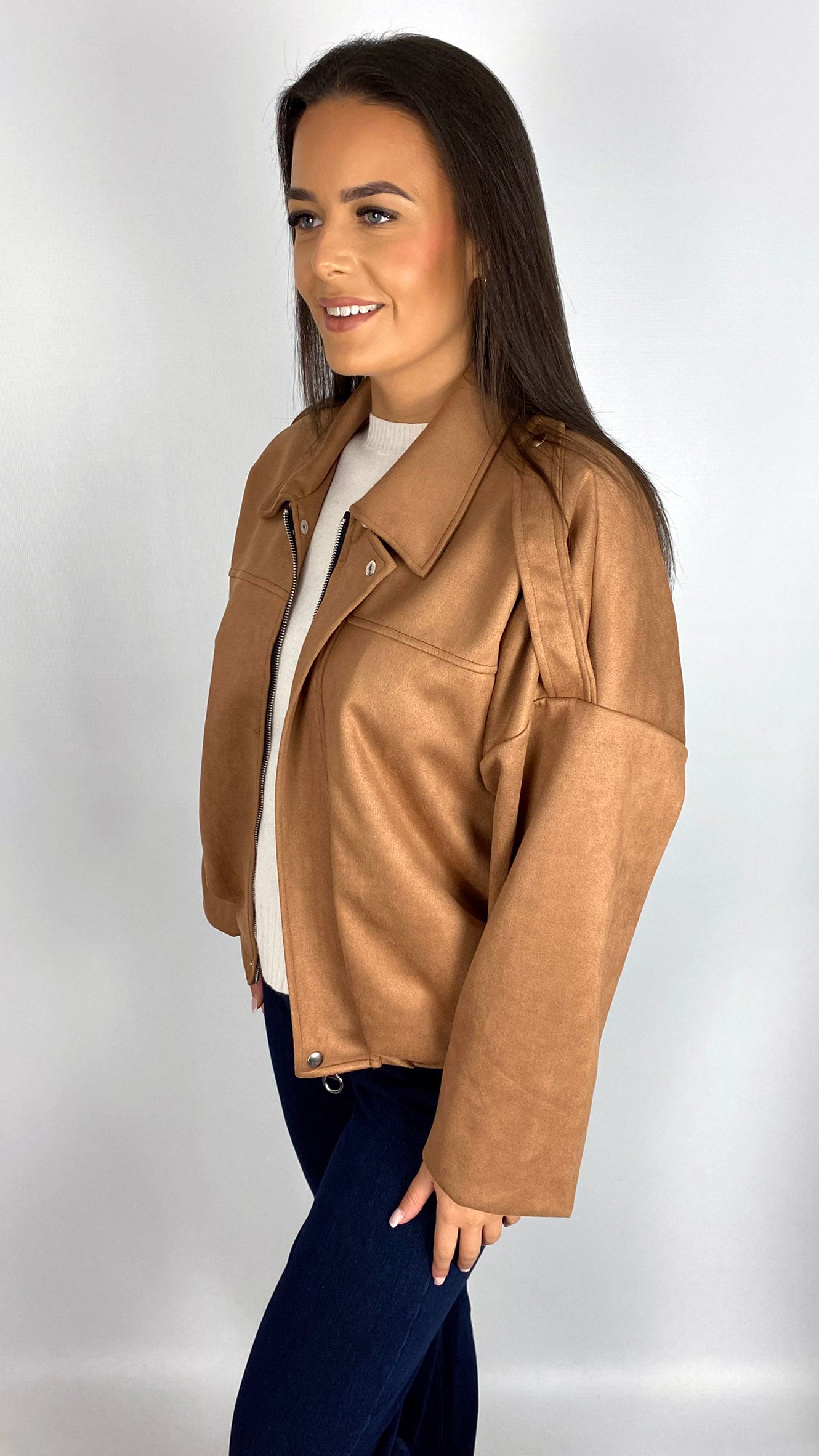 Suedette zip-up bomber jacket | 3 Colours