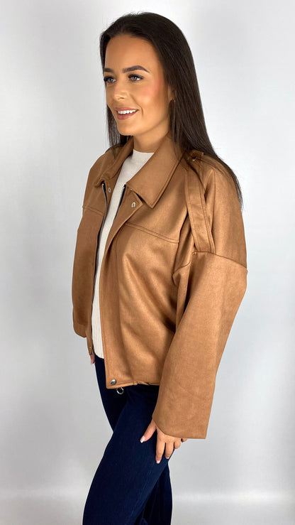Suedette zip-up bomber jacket | 3 Colours