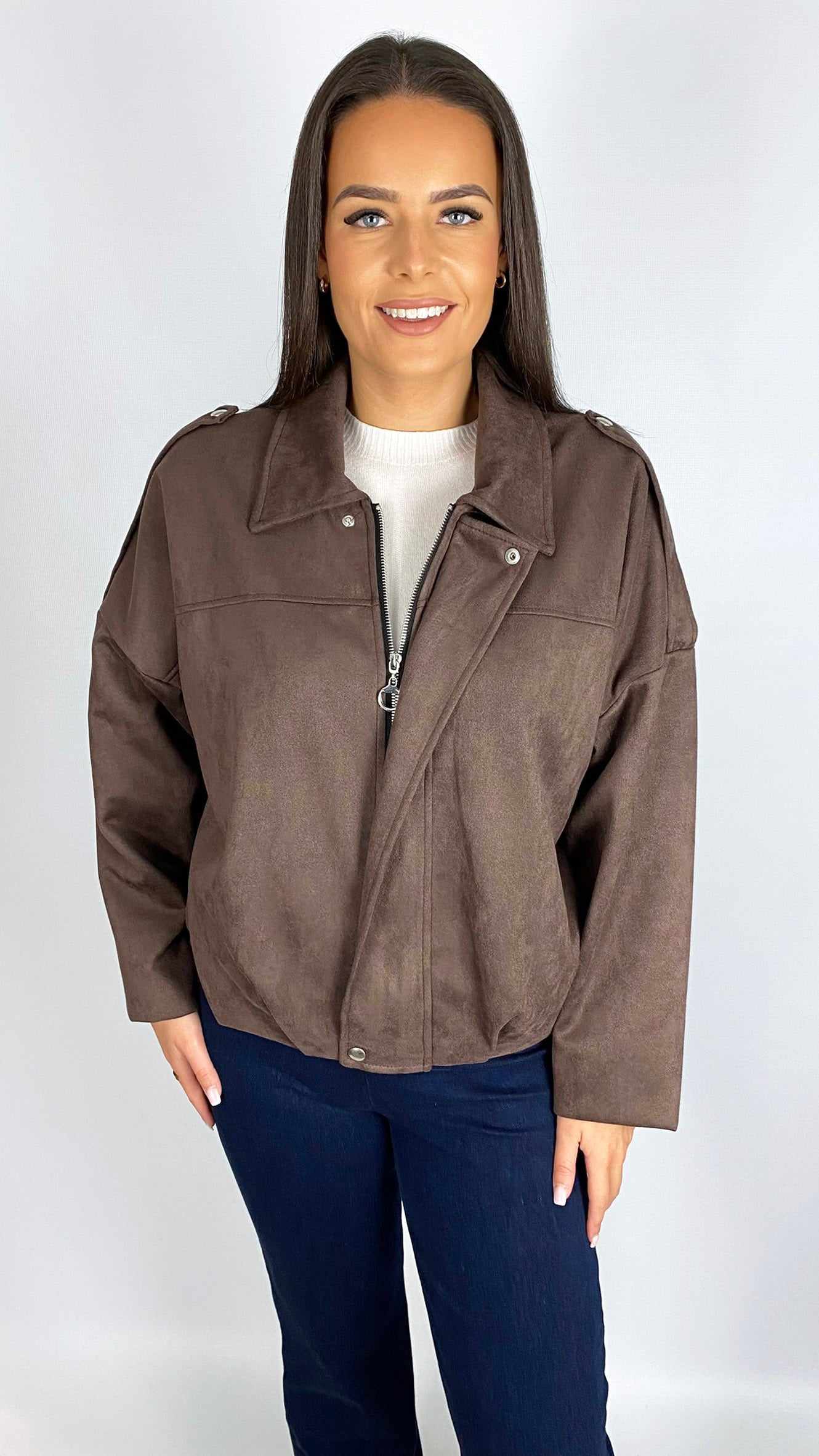 Suedette zip-up bomber jacket | 3 Colours
